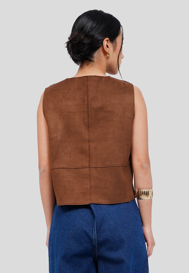 Sleeveless Cropped Suede Top