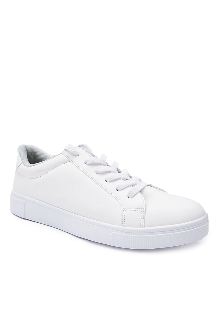 White Lace-Up Sneakers