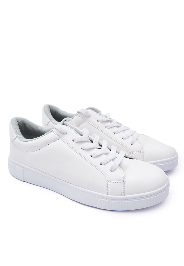 White Lace-Up Sneakers