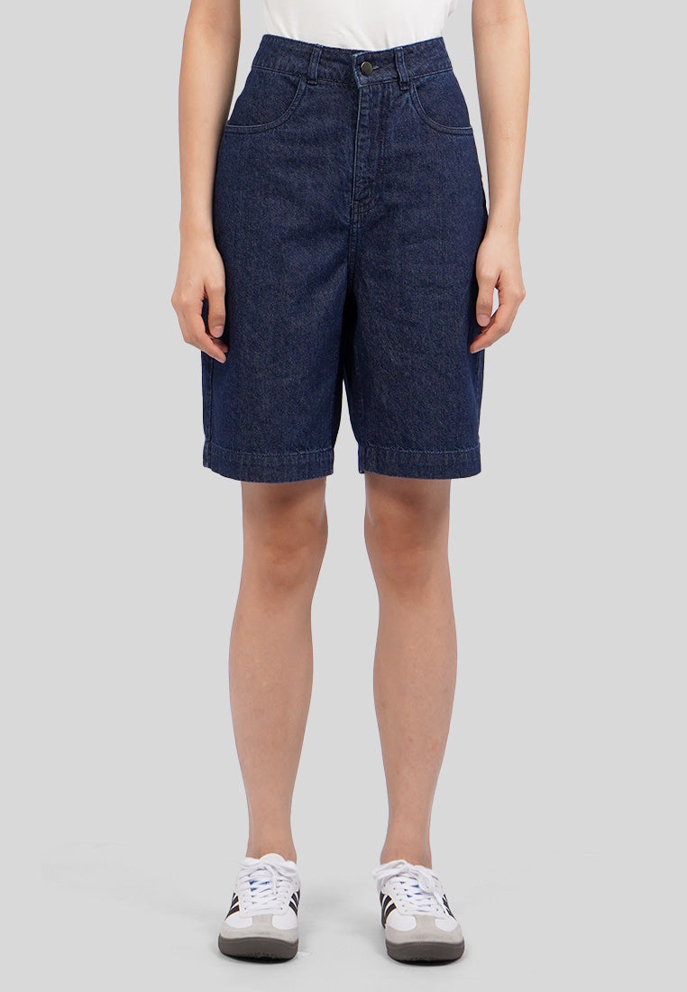 Straight Leg Denim Shorts