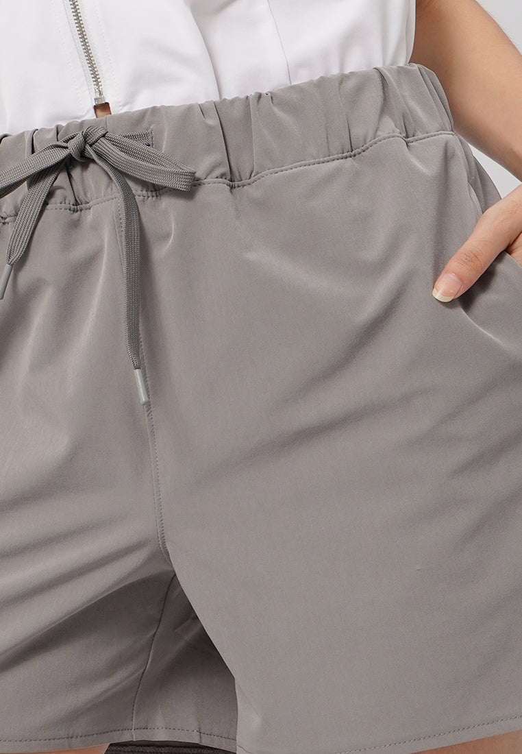 4" High Rise Train Shorts Grey