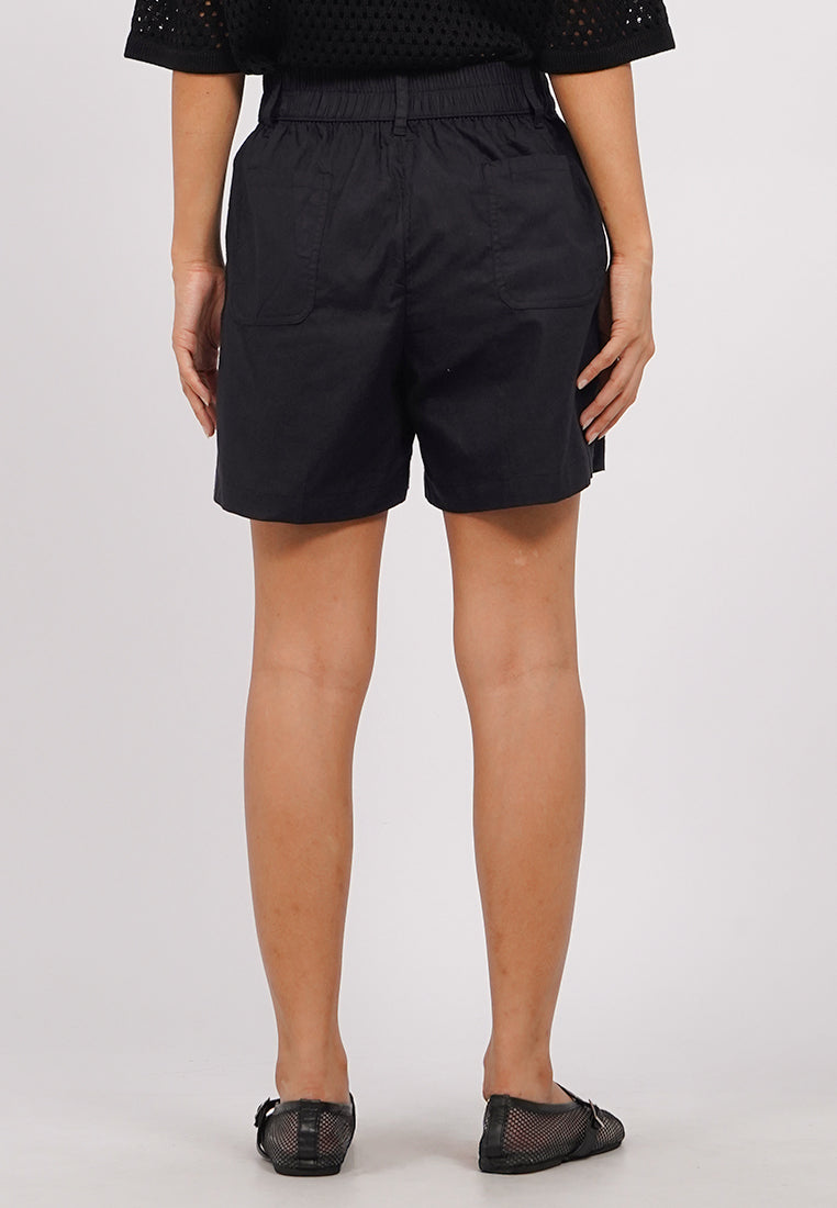 Linen-Blend Pleated Short Pants