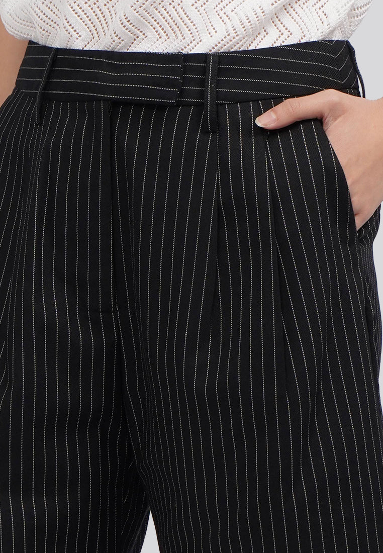 Stripes Pleated Bermuda Shorts