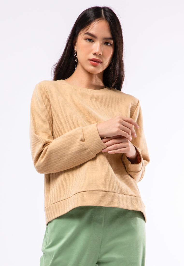 Textured Round Neck Sweatshirt