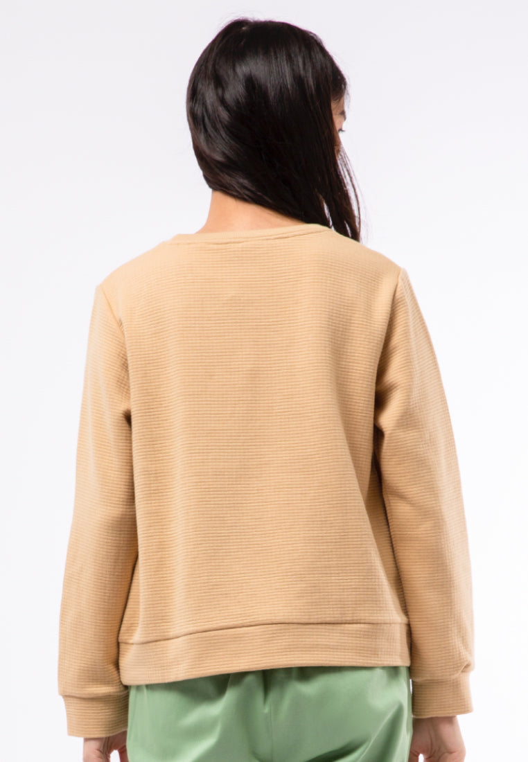 Textured Round Neck Sweatshirt