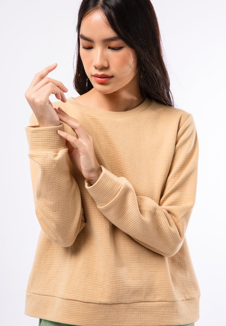 Textured Round Neck Sweatshirt