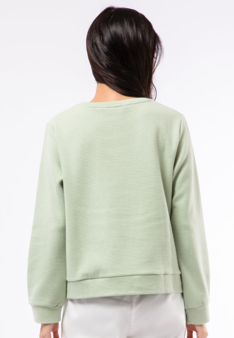 Textured Round Neck Sweatshirt