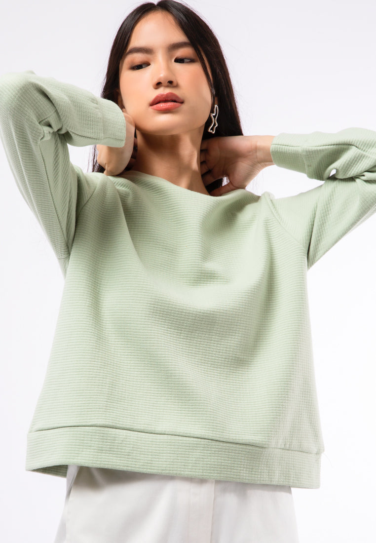 Textured Round Neck Sweatshirt