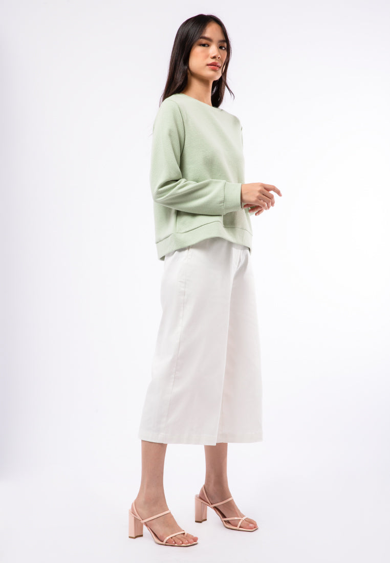 Textured Round Neck Sweatshirt