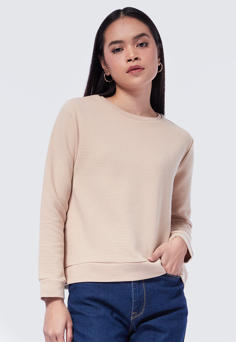 Crop Textured Sweatshirt