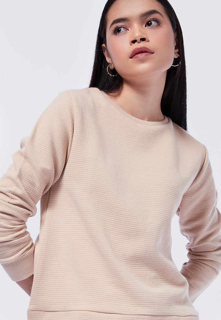 Crop Textured Sweatshirt