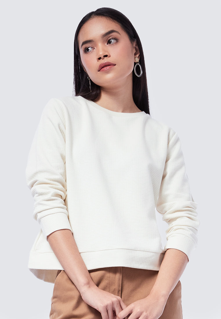 Crop Textured Sweatshirt