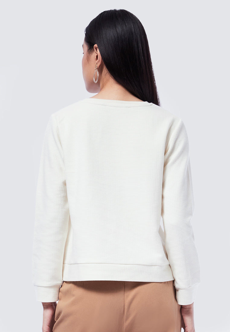Crop Textured Sweatshirt