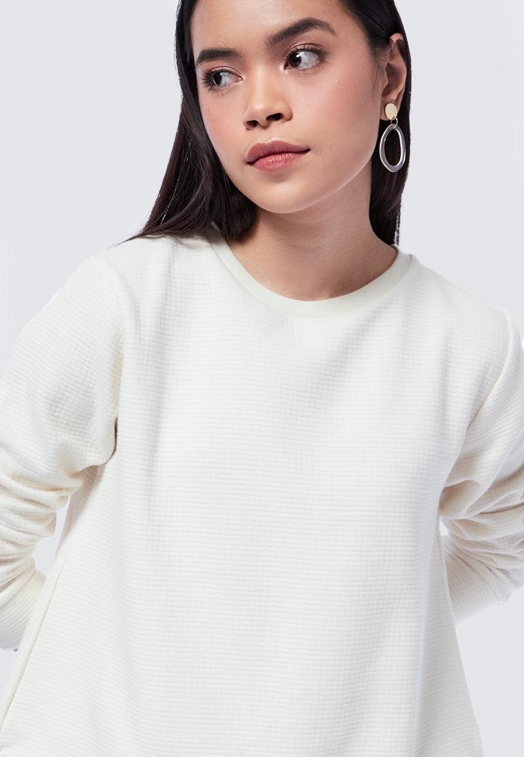 Crop Textured Sweatshirt