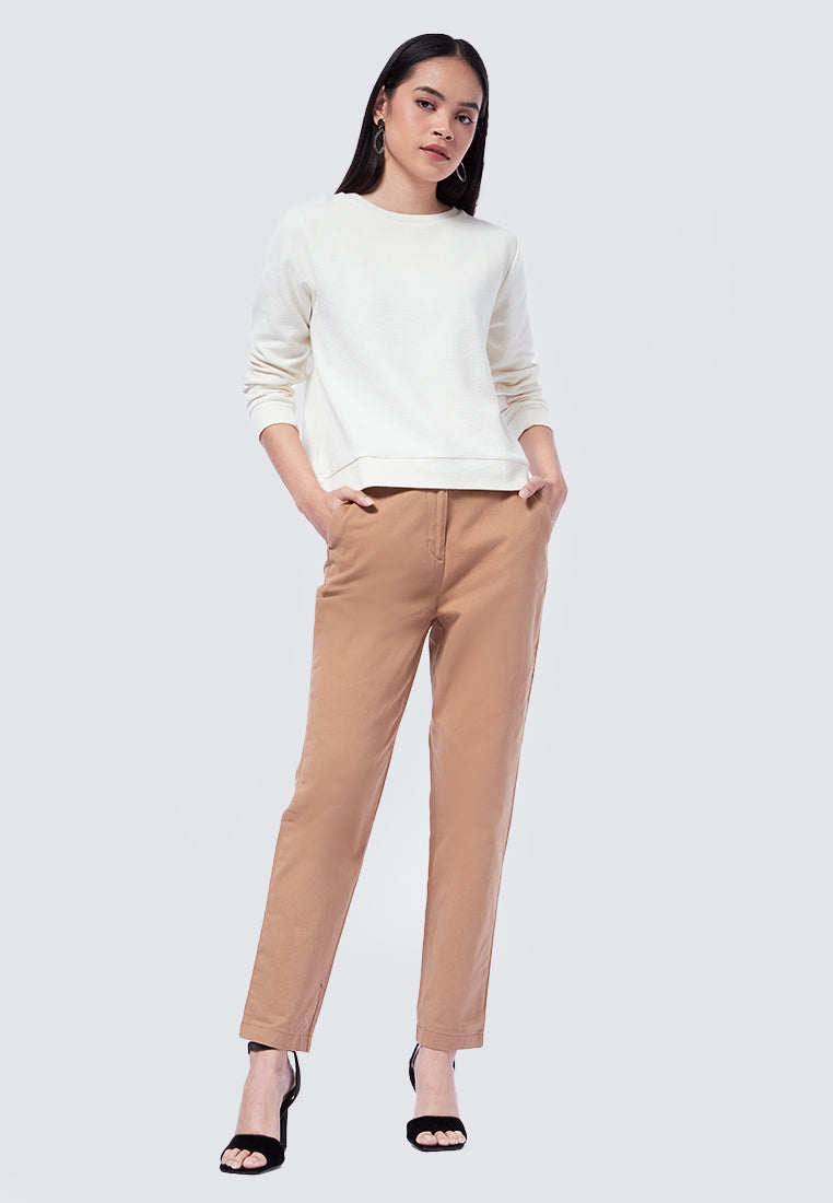 Crop Textured Sweatshirt