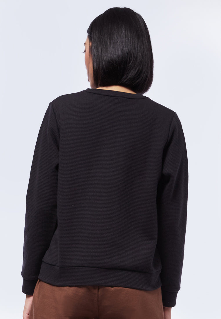 Long Sleeve Textured Sweatshirt