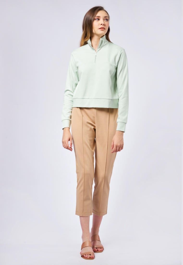 Front Zip Long Sleeve Sweatshirt