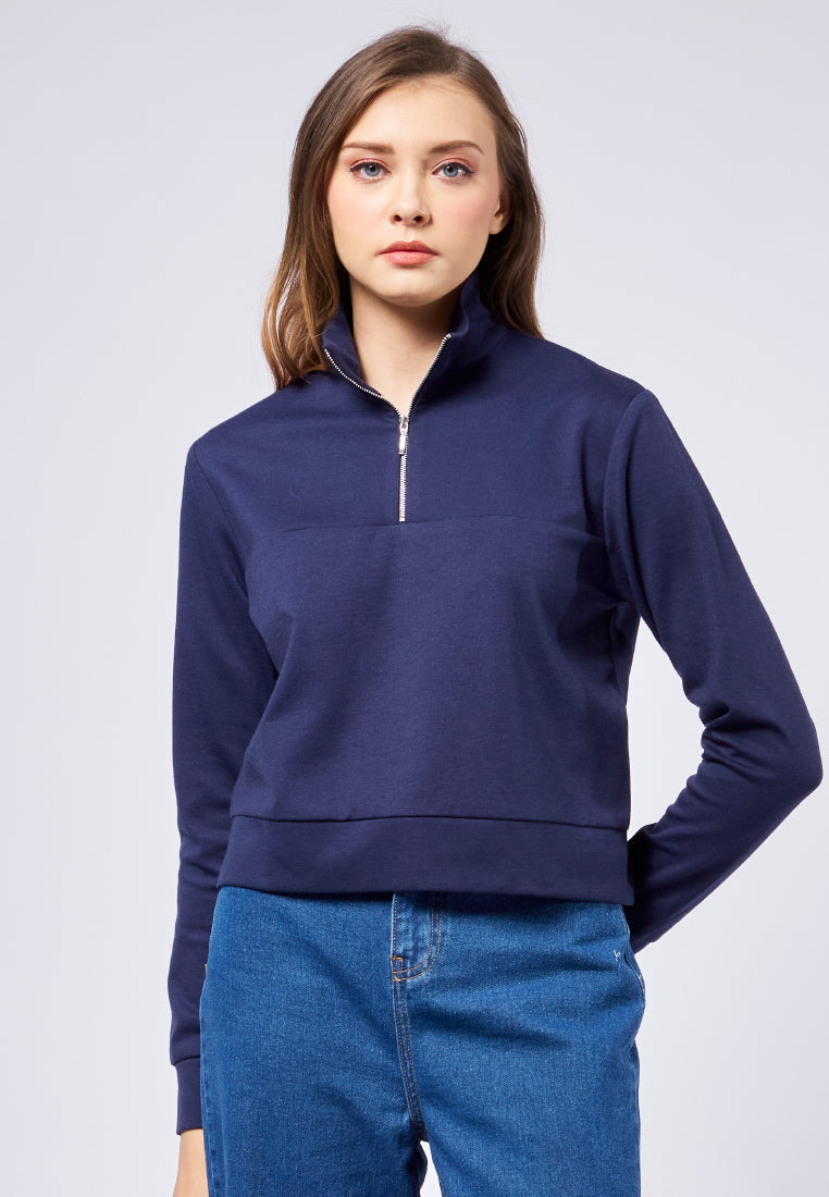 Front Zip Long Sleeve Sweatshirt
