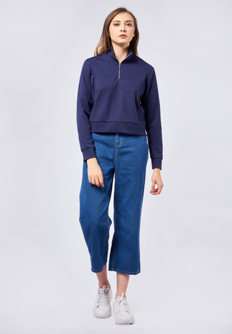 Front Zip Long Sleeve Sweatshirt