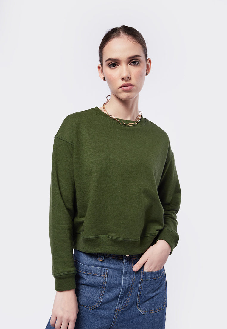 Long Sleeve Basic Crop Sweatshirt