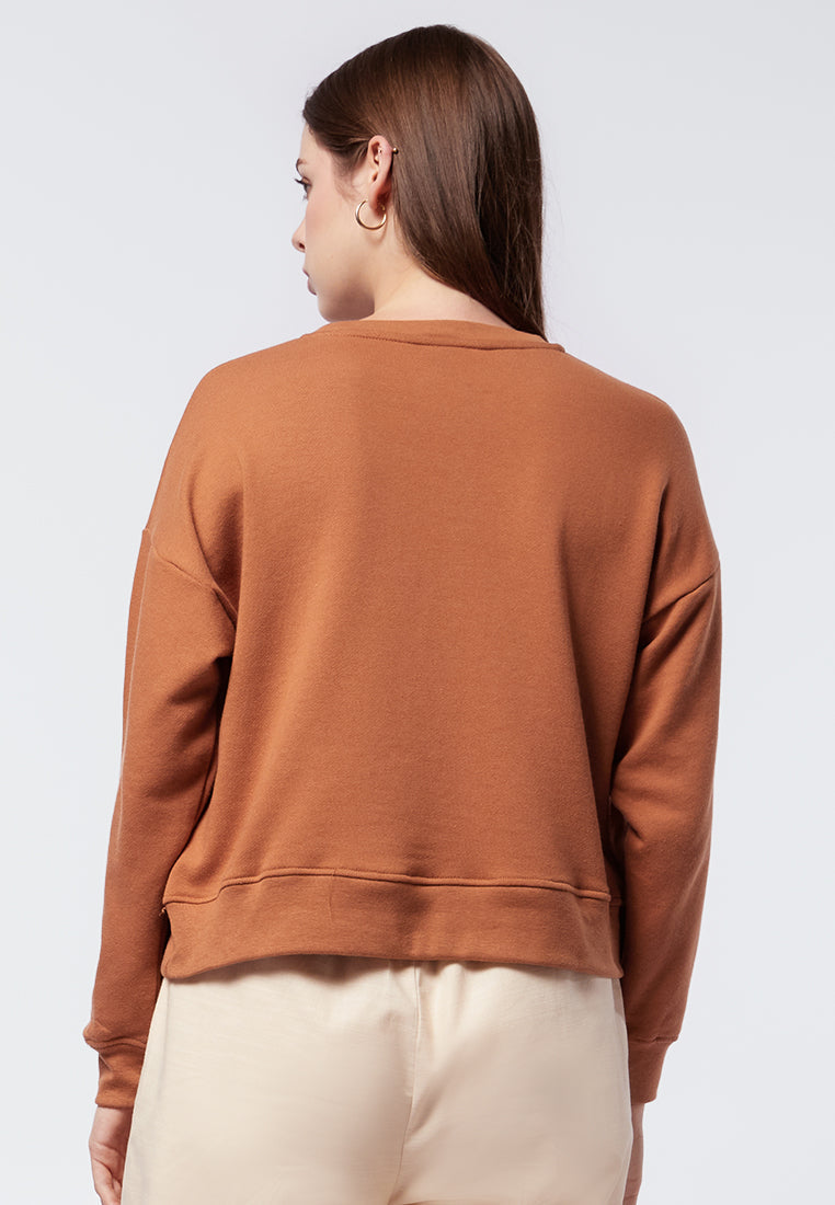 Daisy Embroidery Crop Sweatshirt