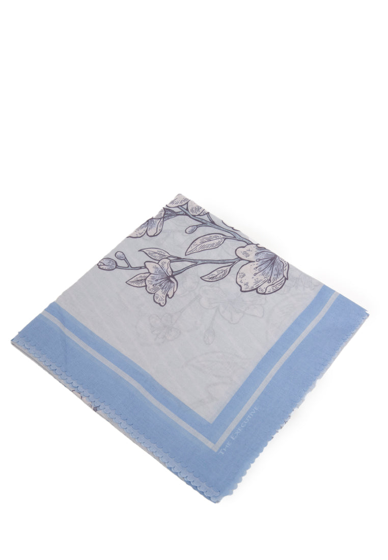 Printed Square Scarves Dusty Blue