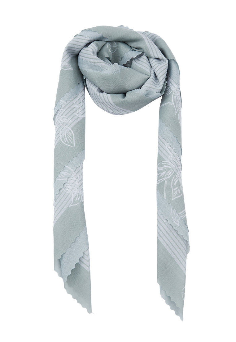 Printed Soft Green Floral Scarf
