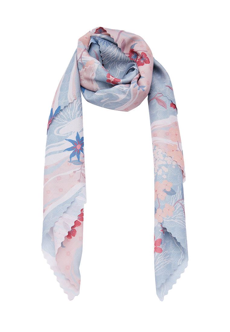 Floral Printed Soft Green Scarf