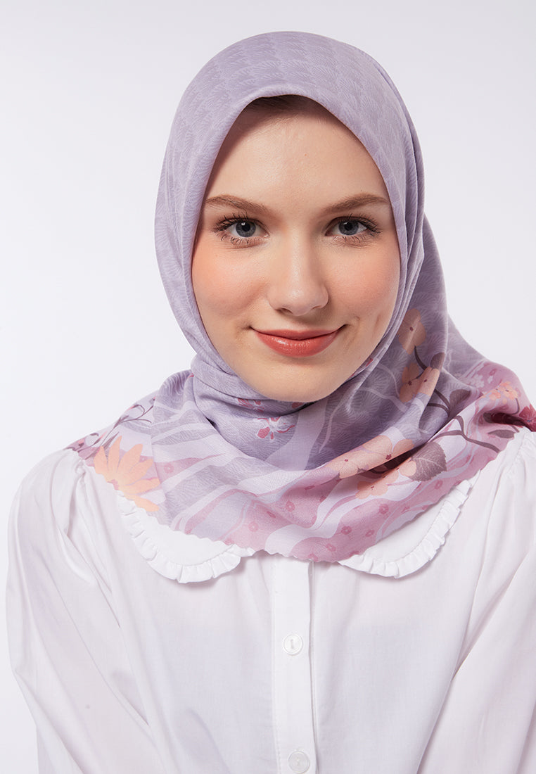 Floral Printed Grey Scarf