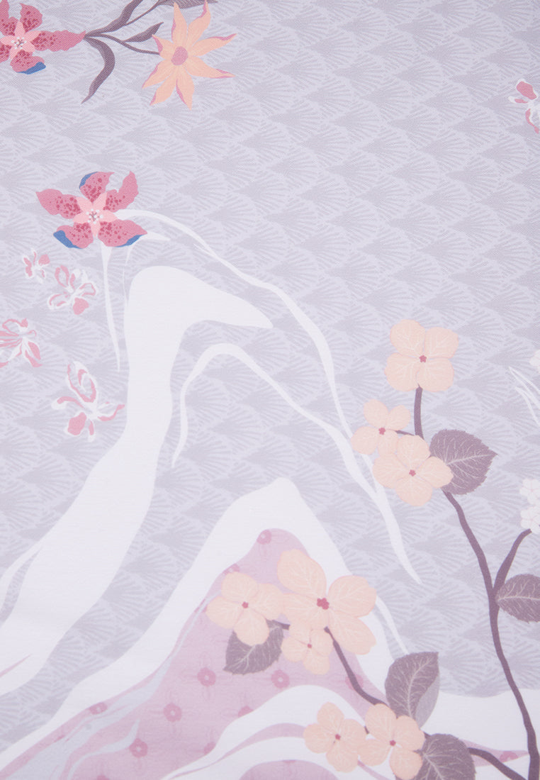 Floral Printed Grey Scarf