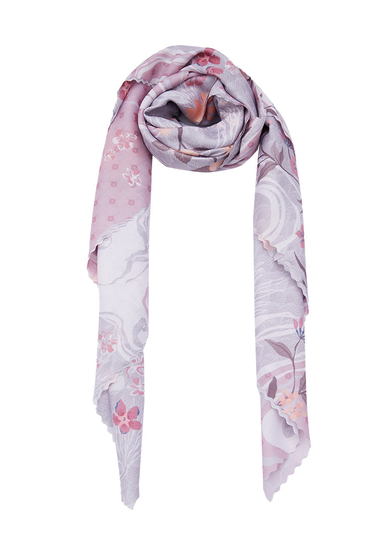 Floral Printed Grey Scarf