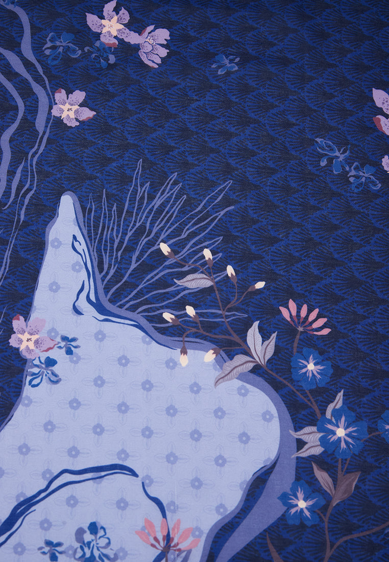 Floral Printed Navy Scarf