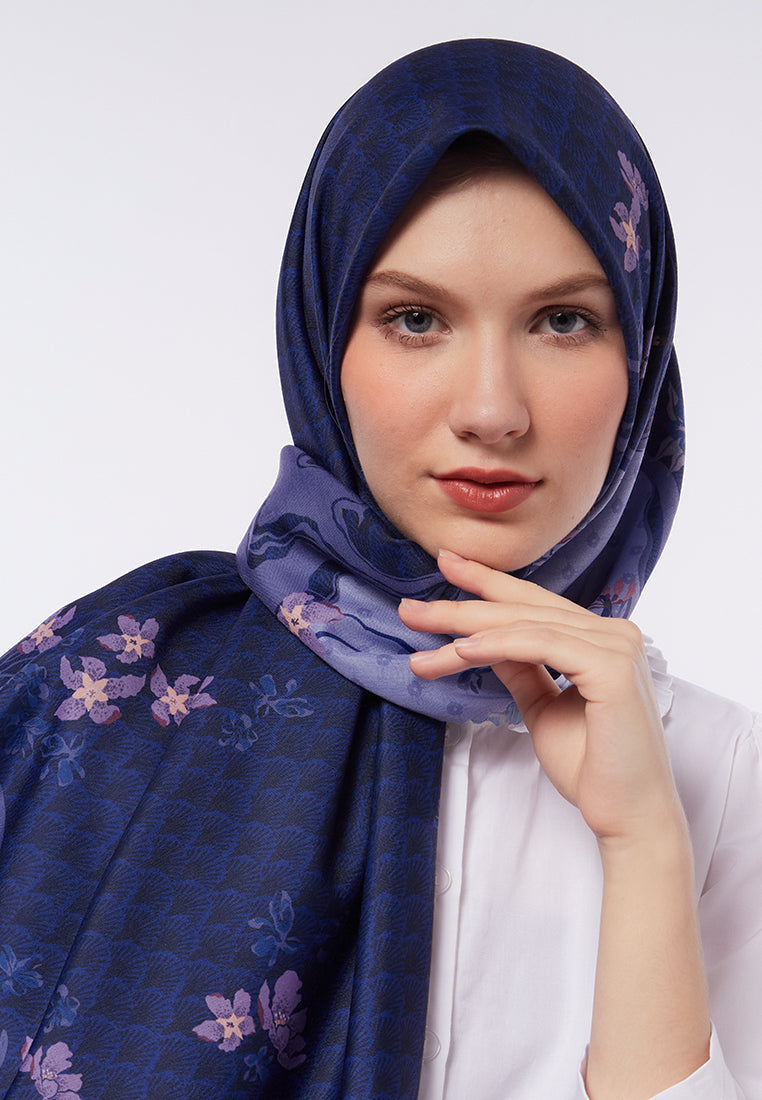 Floral Printed Navy Scarf