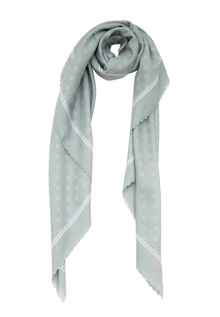 Printed Soft Green Monogram Scarf