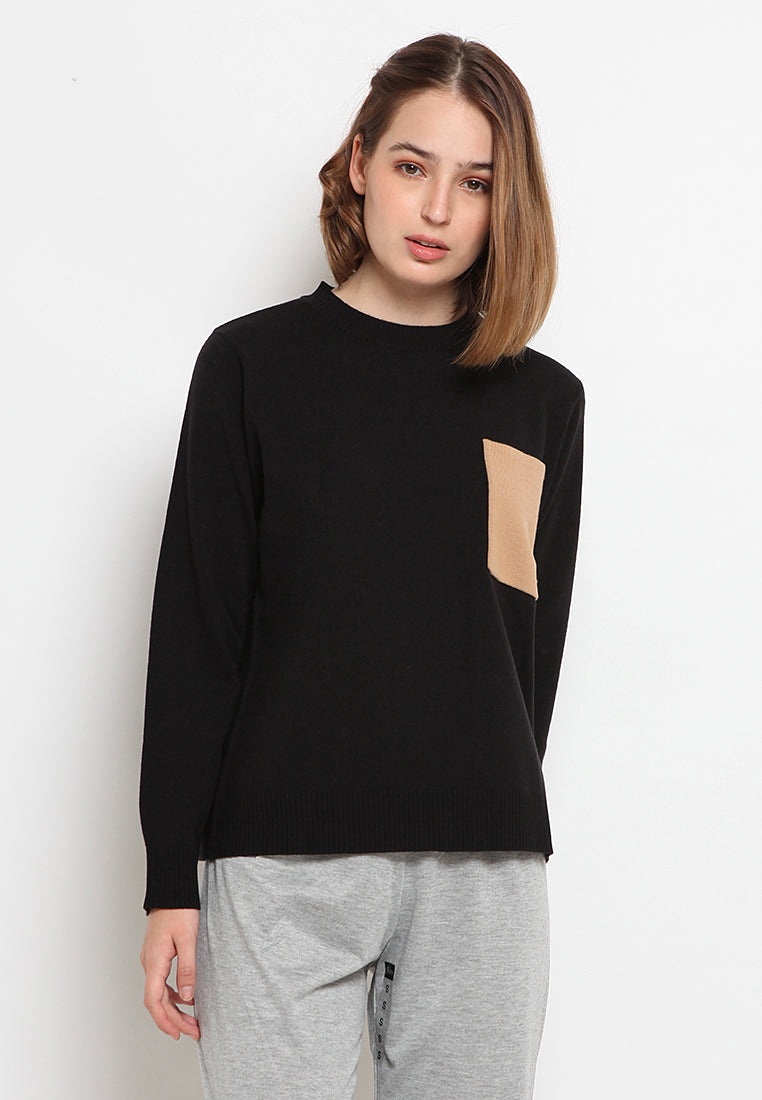 Contrast pocket sweater