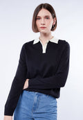 Contrast Collar Polo Sweater