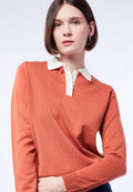 Contrast Collar Polo Sweater