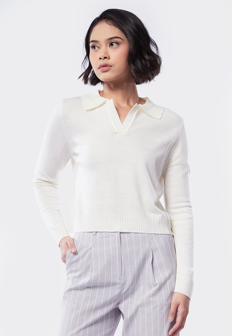 Long Sleeve Knit Polo Sweater