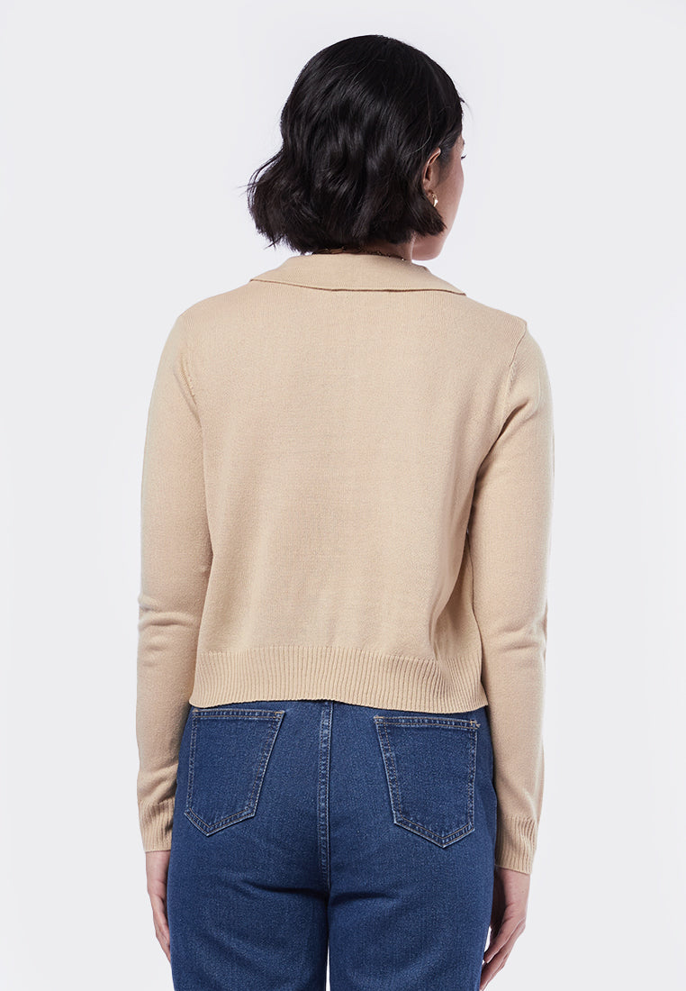 Long Sleeve Knit Polo Sweater