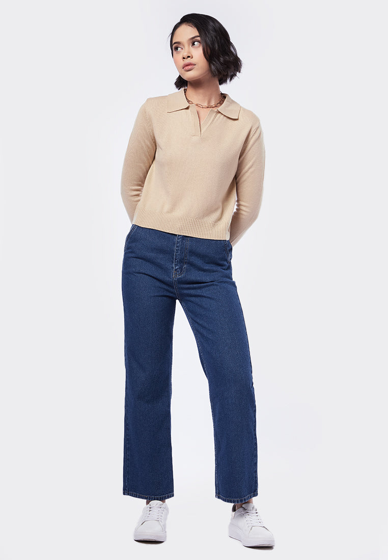 Long Sleeve Knit Polo Sweater