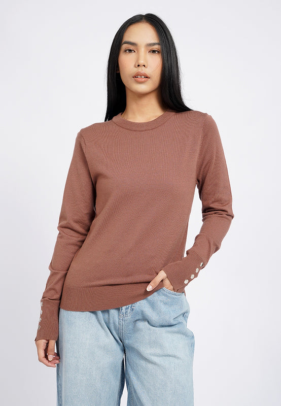 Button Details Long Sleeve Sweater