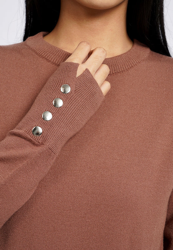 Button Details Long Sleeve Sweater