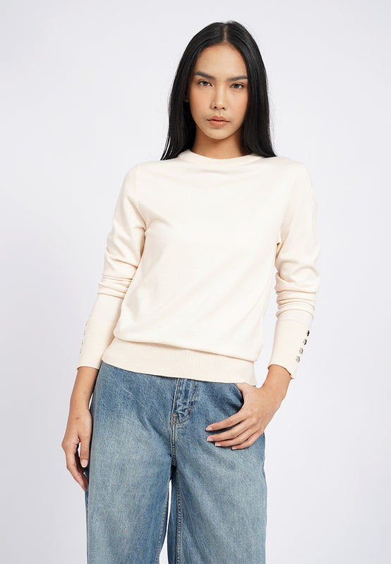 Button Details Long Sleeve Sweater