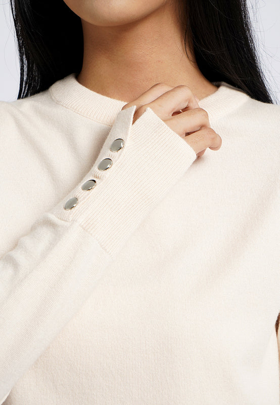 Button Details Long Sleeve Sweater