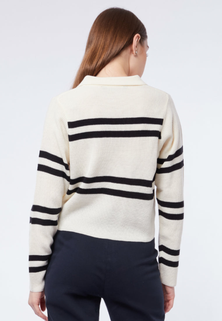 Stripes Crop Polo Sweater
