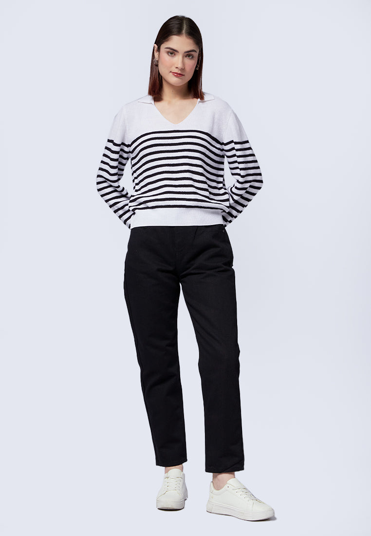 Stripes Long Sleeve Polo Sweater