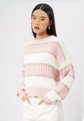 Long Sleeve Stripes Sweater Pink