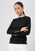 Button Detailed Long Sleeve Top Black