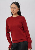 Button Detailed Long Sleeve Top Red