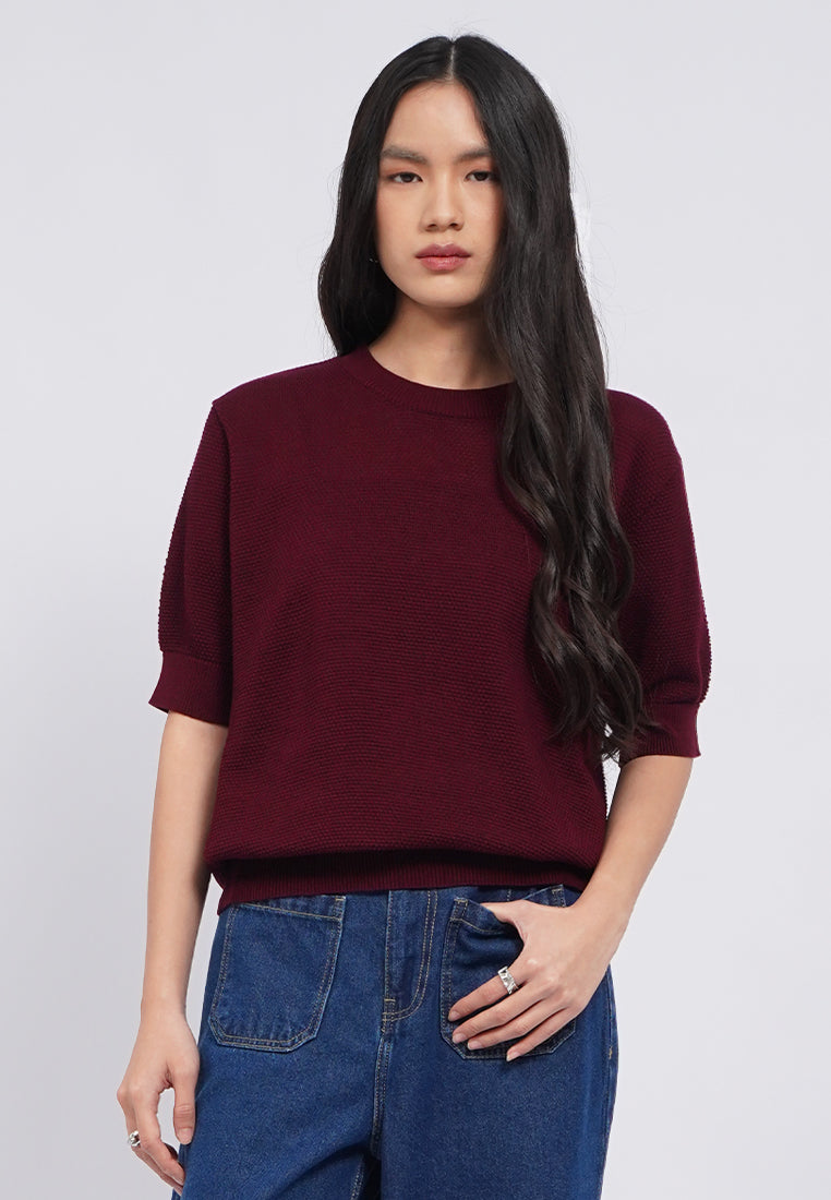 Textured Short Sleeve Knit Top